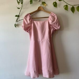 LOFT Pink Linen Puff Sleeve Dress Size 4